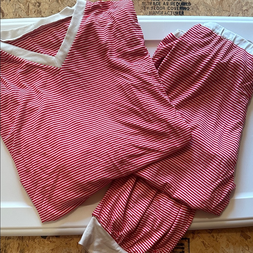 Amazon Red and White Striped Women's Pajama Set